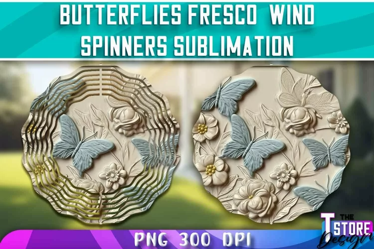 Butterflies Fresco Wind Spinners Sublimation | PNG Design