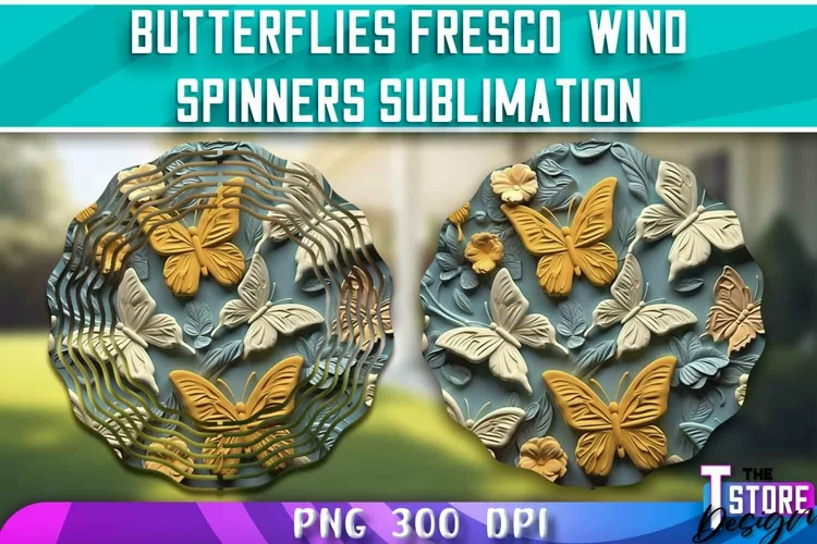 Butterflies Fresco Wind Spinners Sublimation | PNG Design