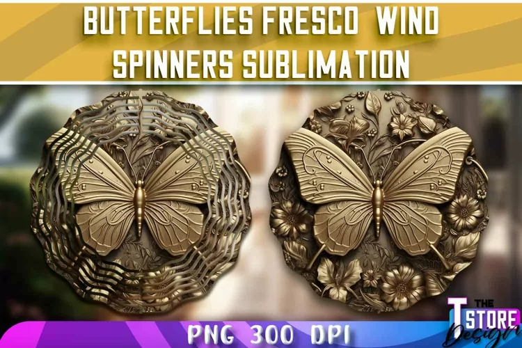 Butterflies Fresco Wind Spinners Sublimation | PNG Design