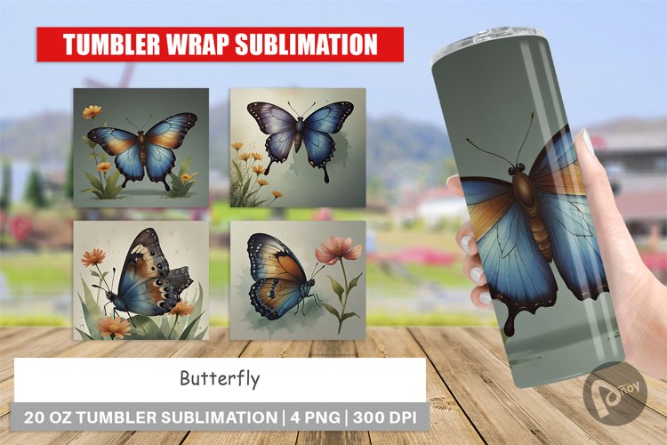 Tumbler Wrap Butterfly illustration