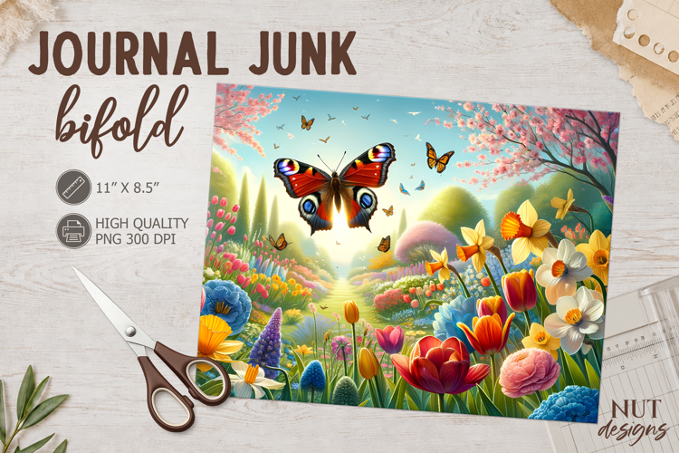 Summer Butterfly Journal Junk Bifold Spring Garden paper