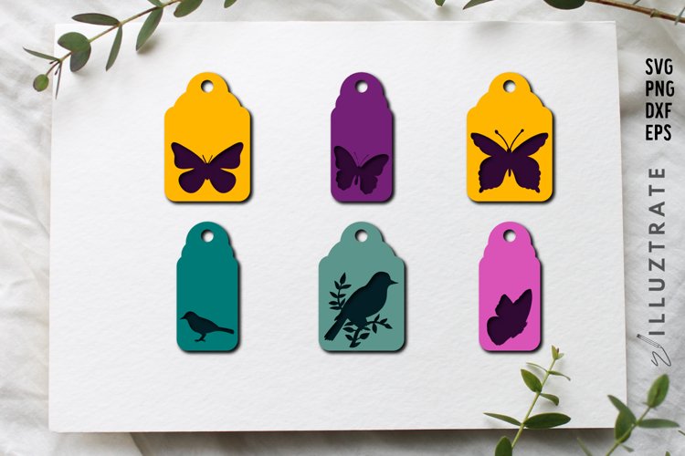 Butterfly Gift Tags SVG Cut Files | Cute Gift Tags SVG example image 1