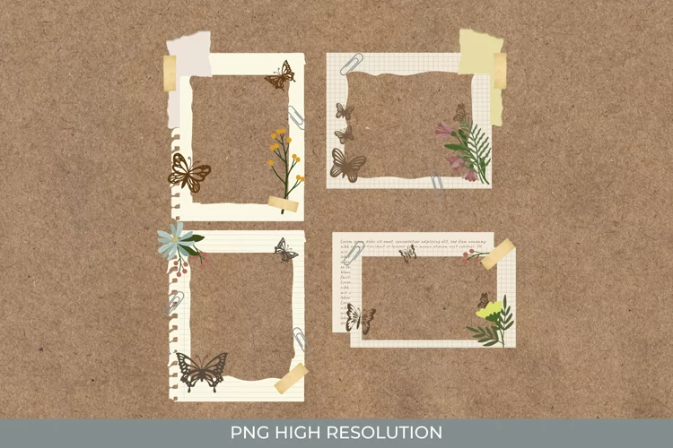 Butterfly and Floral Vintage Frame Set