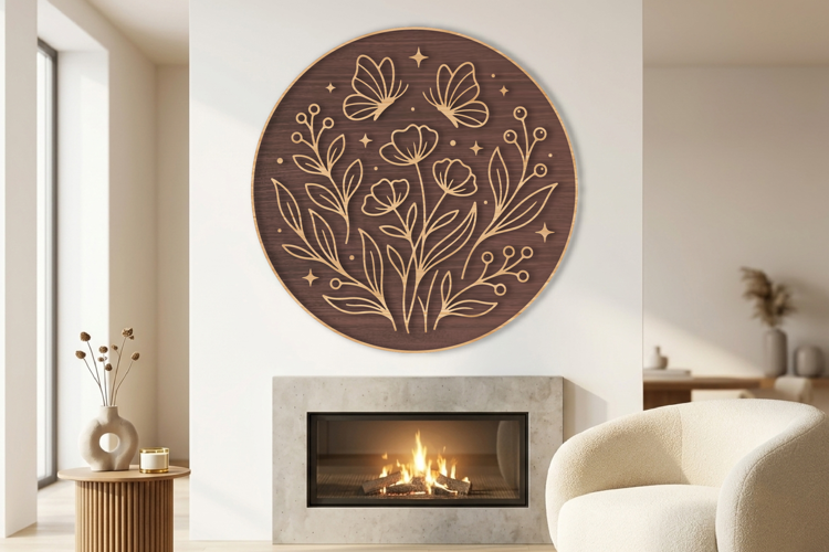 Butterfly and Flower Wall Decor Laser Cut