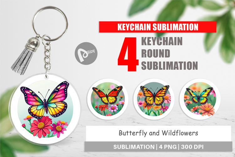 Keychain Wildflower Butterfly