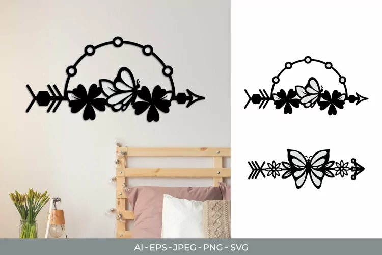 Beautiful Tribal Arrow with Butterfly and Flowers Set