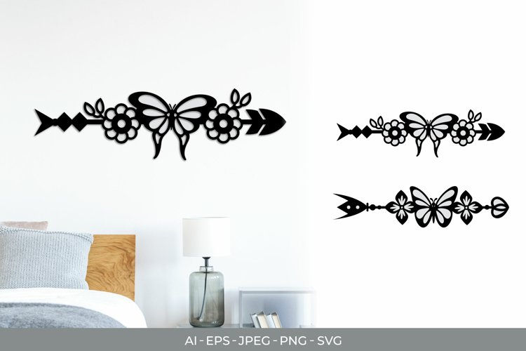 Butterfly and Flowers on Arrow Set example image 1