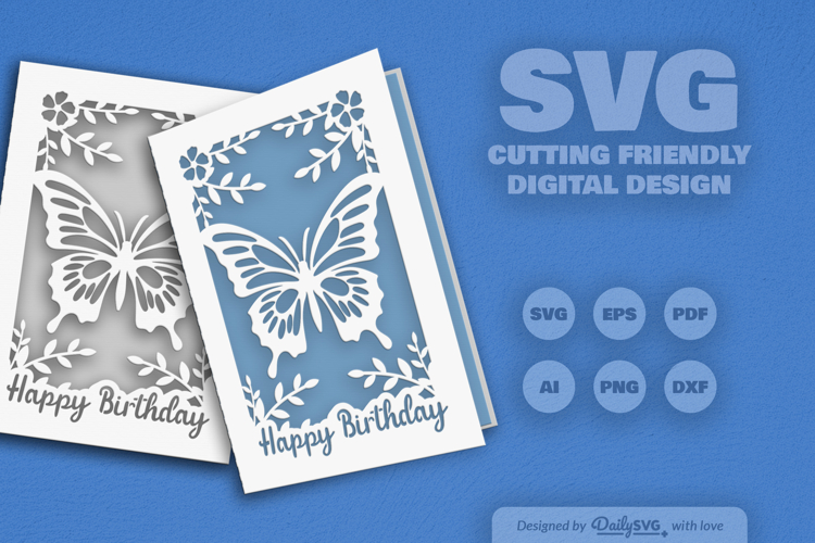 Butterfly Birthday Greeting Card SVG