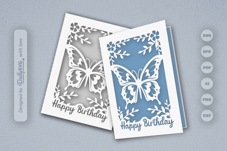 Butterfly Birthday Greeting Card SVG