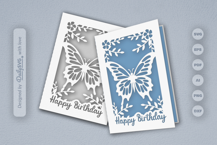 Butterfly Birthday Greeting Card SVG