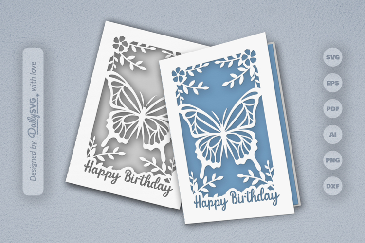 Butterfly Birthday Greeting Card SVG