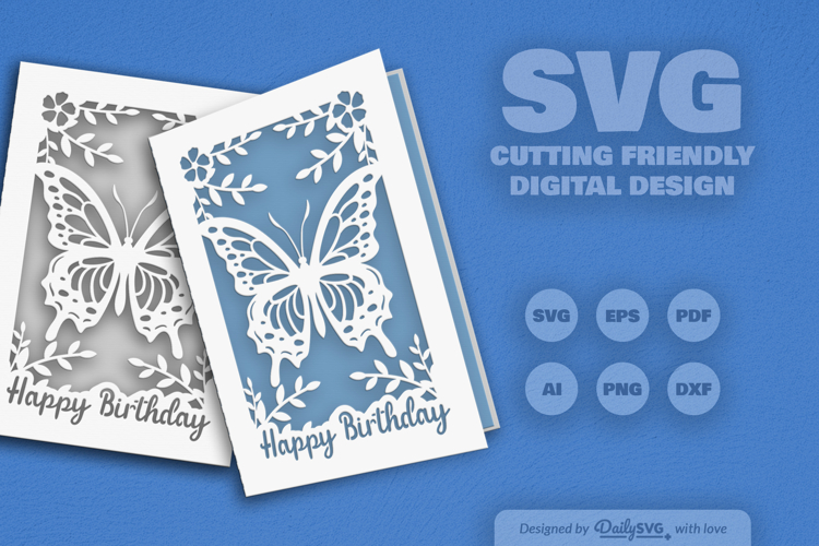 Butterfly Birthday Greeting Card SVG