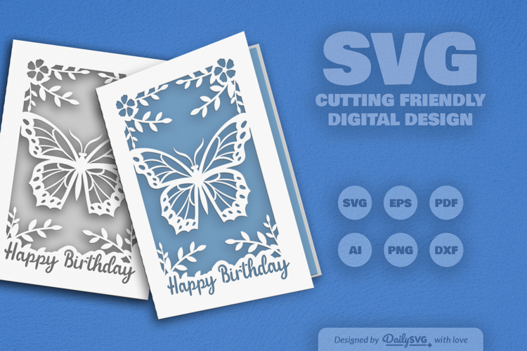 Butterfly Birthday Greeting Card SVG