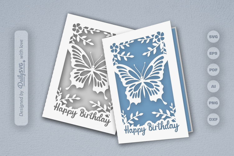 Butterfly Birthday Greeting Card SVG