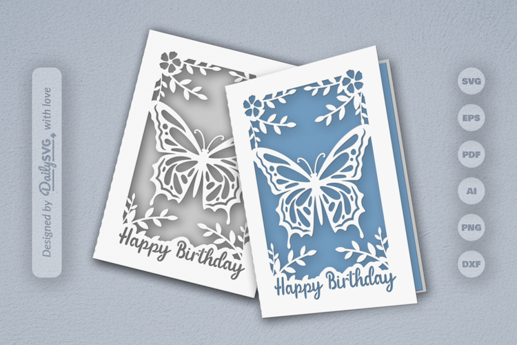 Butterfly Birthday Greeting Card SVG