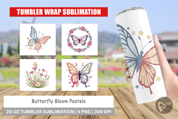 Tumbler Butterfly Bloom Pastels