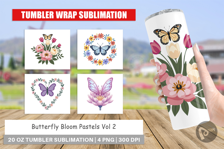 Tumbler Butterfly Bloom Pastels