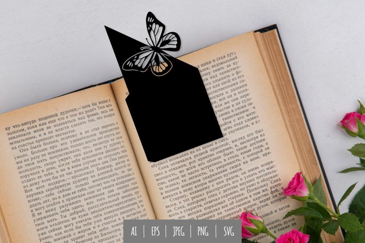 Bookmark Papercut Template with Butterfly Design example image 1