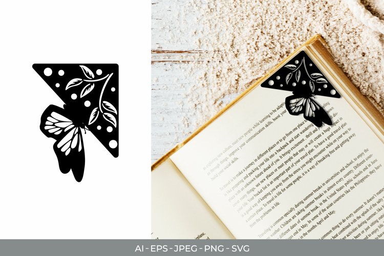 Butterfly with Leaves and Dots Bookmark Papercut Template