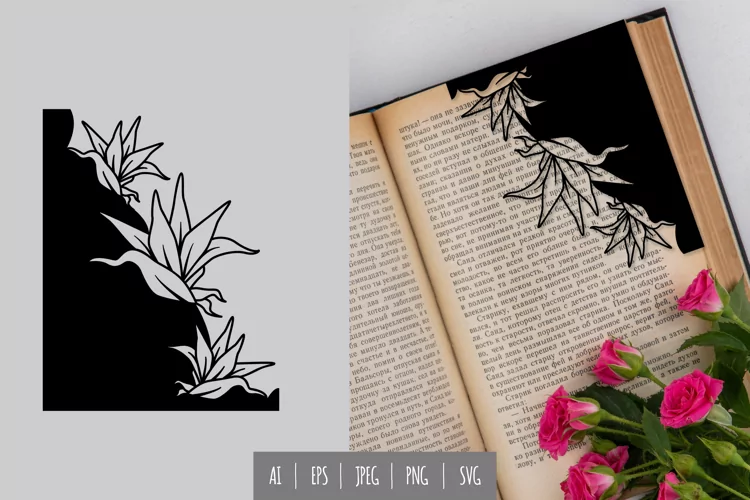 Tropical Floral Bookmark Papercut Template