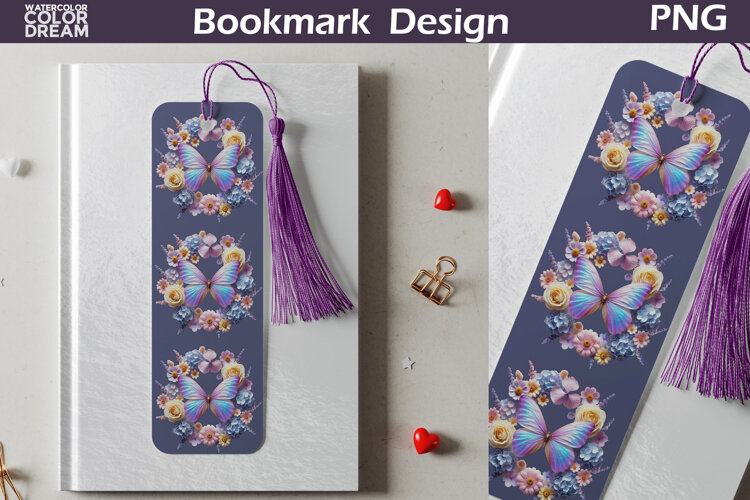 Butterfly Floral Bookmark | Botanical Butterfly Bookmark example image 1
