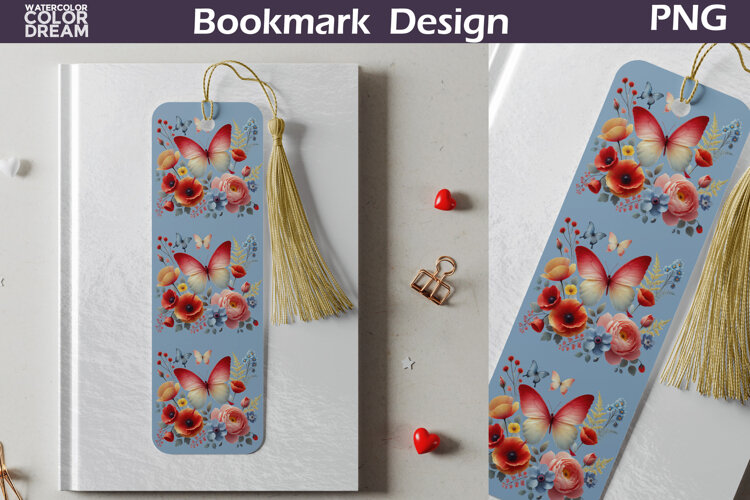 Butterfly Floral Bookmark | Botanical Butterfly Bookmark example image 1