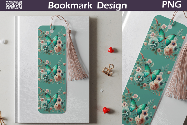 Butterfly Floral Bookmark | Botanical Butterfly Bookmark
