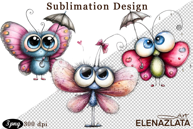 Cute Summer Flowers with Butterflies | Floral Clipart PNG