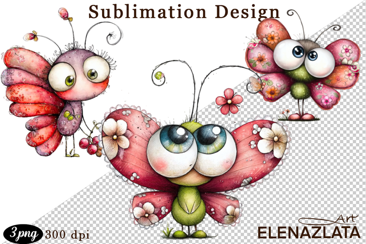 Cute Summer Flowers with Butterflies | Floral Clipart PNG