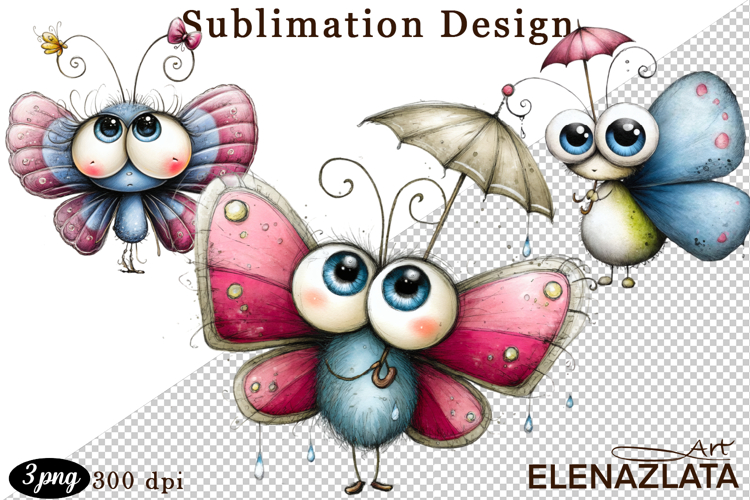 Cute Summer Flowers with Butterflies | Floral Clipart PNG