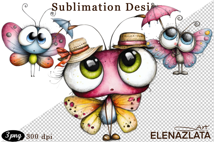 Cute Summer Flowers with Butterflies | Floral Clipart PNG