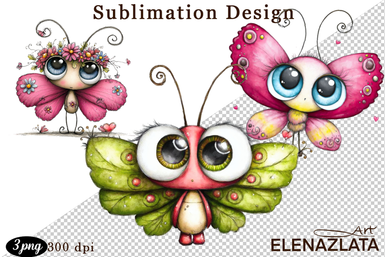 Cute Summer Flowers with Butterflies | Floral Clipart PNG