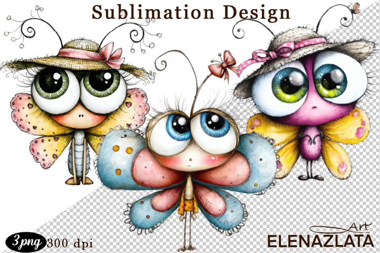 Cute Summer Flowers with Butterflies | Floral Clipart PNG