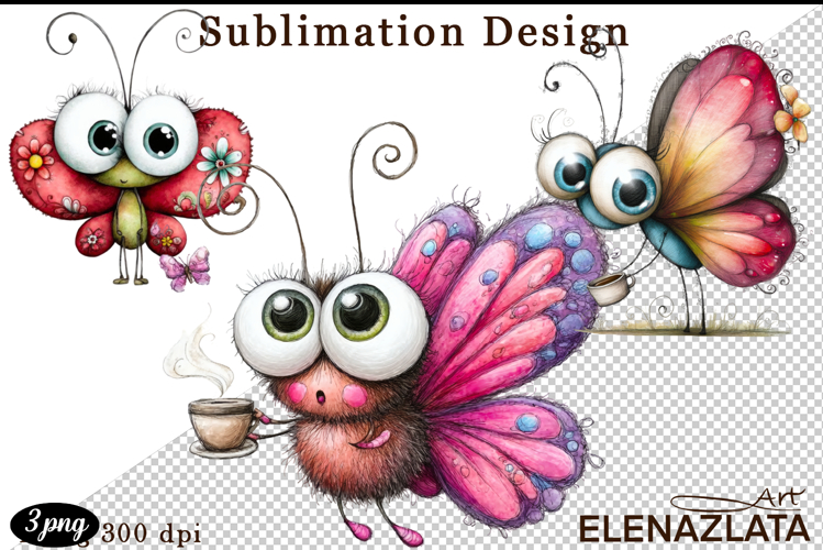 Cute Summer Flowers with Butterflies | Floral Clipart PNG