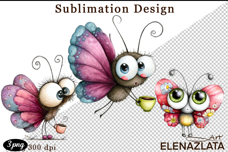 Cute Summer Flowers with Butterflies | Floral Clipart PNG