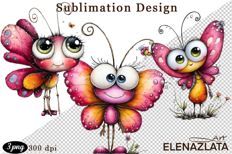 Cute Summer Flowers with Butterflies | Floral Clipart PNG