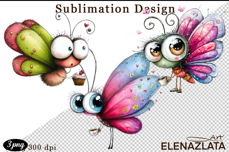 Cute Summer Flowers with Butterflies | Floral Clipart PNG