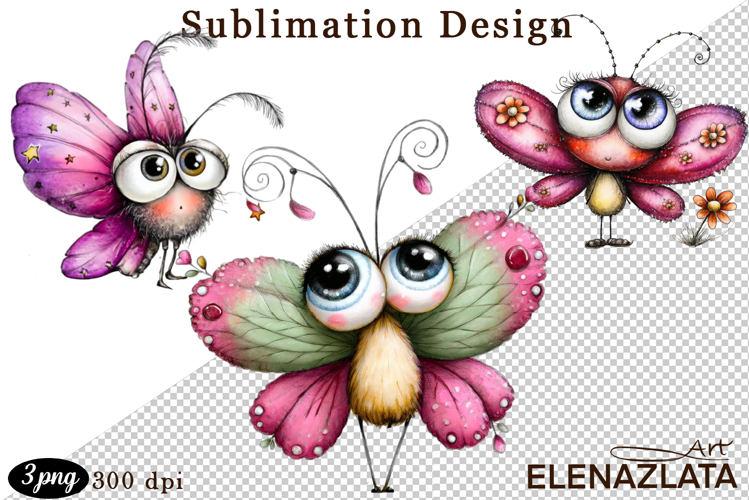 Cute Summer Flowers with Butterflies | Floral Clipart PNG