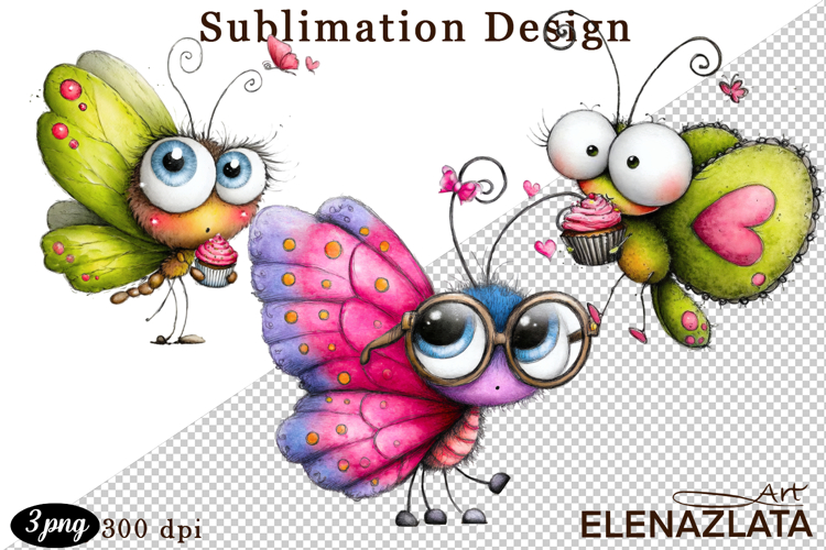 Cute Summer Flowers with Butterflies | Floral Clipart PNG