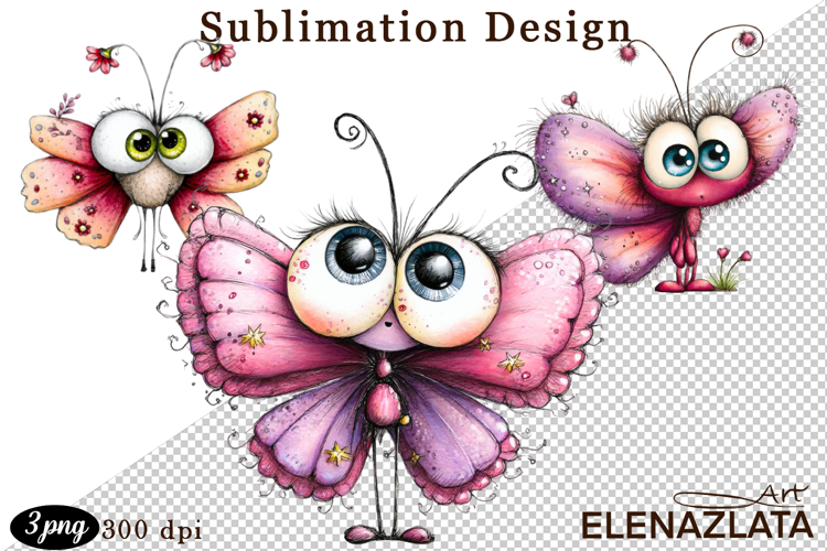 Cute Summer Flowers with Butterflies | Floral Clipart PNG