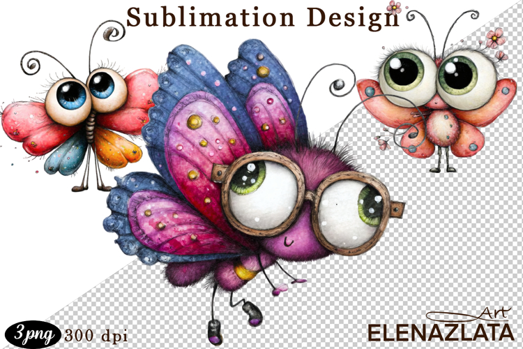 Cute Summer Flowers with Butterflies | Floral Clipart PNG