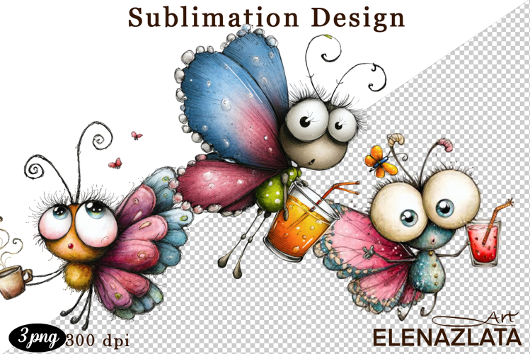 Cute Summer Flowers with Butterflies | Floral Clipart PNG