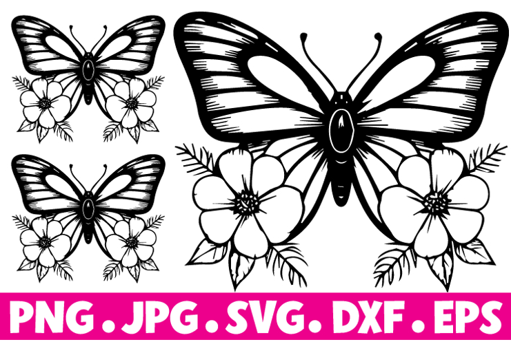 Butterfly Floral Clipart SVG