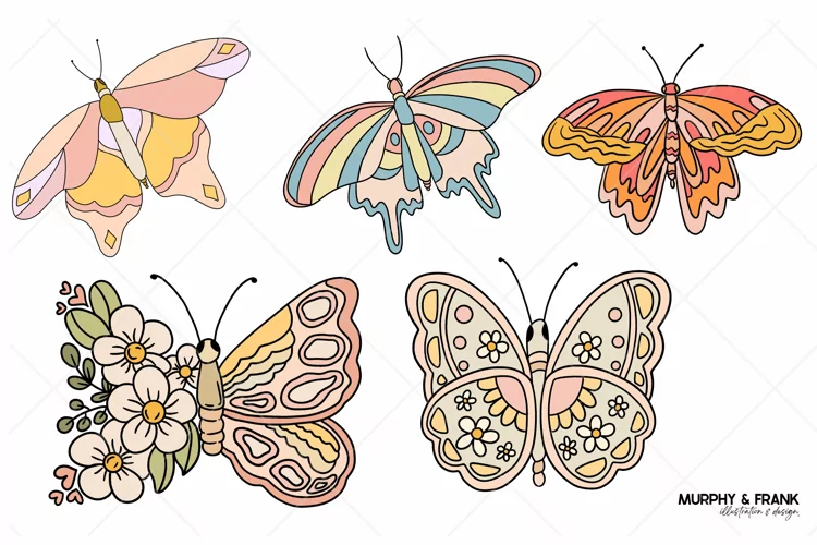 Butterfly Clipart | Whimsical Bug Clipart | Summer Graphics