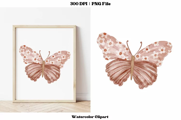 Butterfly Clipart | Watercolor Butterfly Png | Boho Moth Png