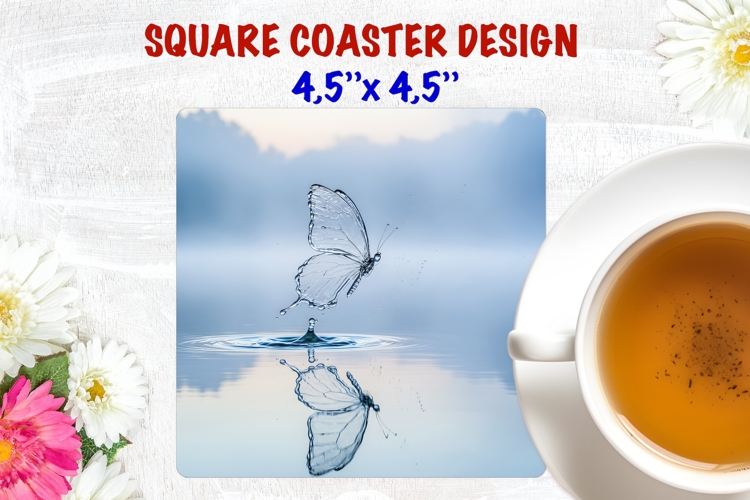 Butterfly coaster sublimation, nature square coaster design