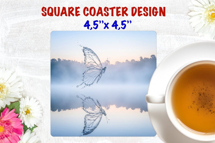 Butterfly coaster sublimation, nature square coaster design