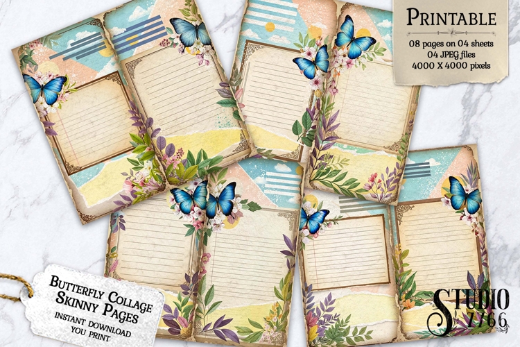 Butterfly Collage Skinny Junk Journal