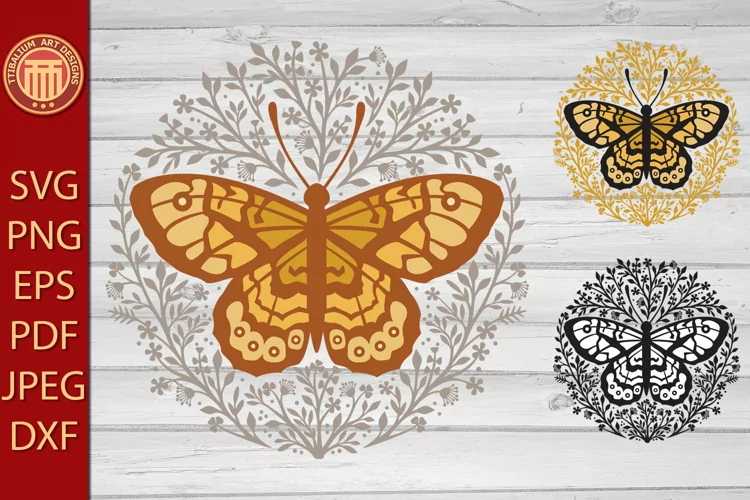 Floral Butterfly - eps, jpg, dxf, svg, pdf, png files