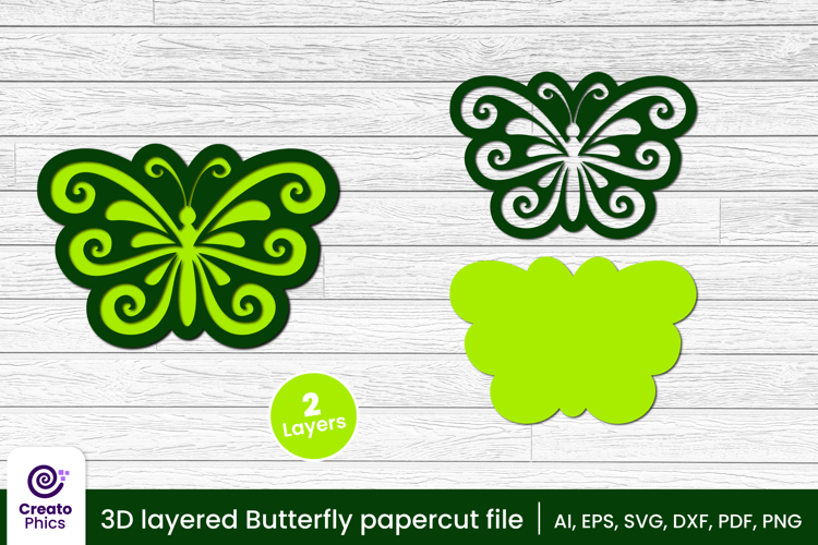 3D layered decorative butterfly papercut file | lasercut SVG